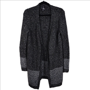 Bobeau Collection Black Charcoal Long Sleeve Open Front Cardigan Sweater Duster